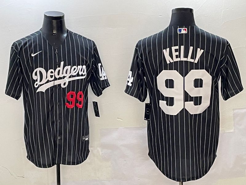 Men Los Angeles Dodgers 99 Kelly Black Stripe Jointly Name 2025 Nike MLB Jersey style 9